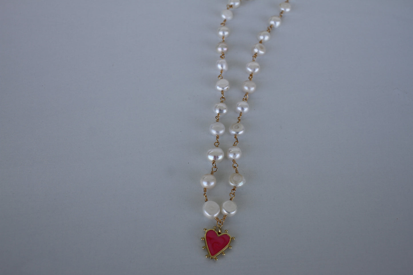 Anastasia Pearl Necklace with Pink Pendant - Luna by Cinthia Garcia