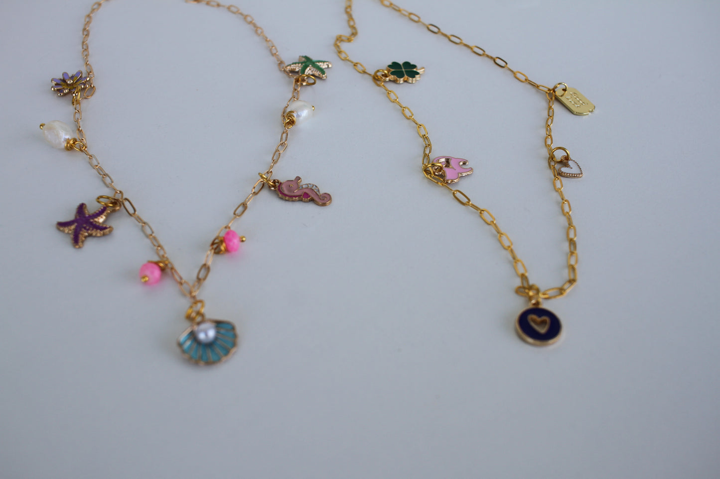 Gold Sea Charm Necklace – Starfish, Seashell & Seahorse Pendant Jewelry - Luna by Cinthia Garcia