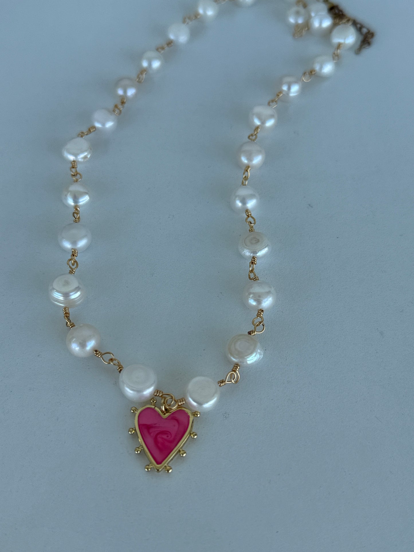 Anastasia Pearl Necklace with Pink Pendant - Luna by Cinthia Garcia