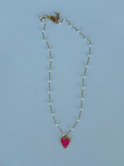 Romantic Layered Gold Necklace with Pearl Accents & Heart Charms - Luna by Cinthia Garcia