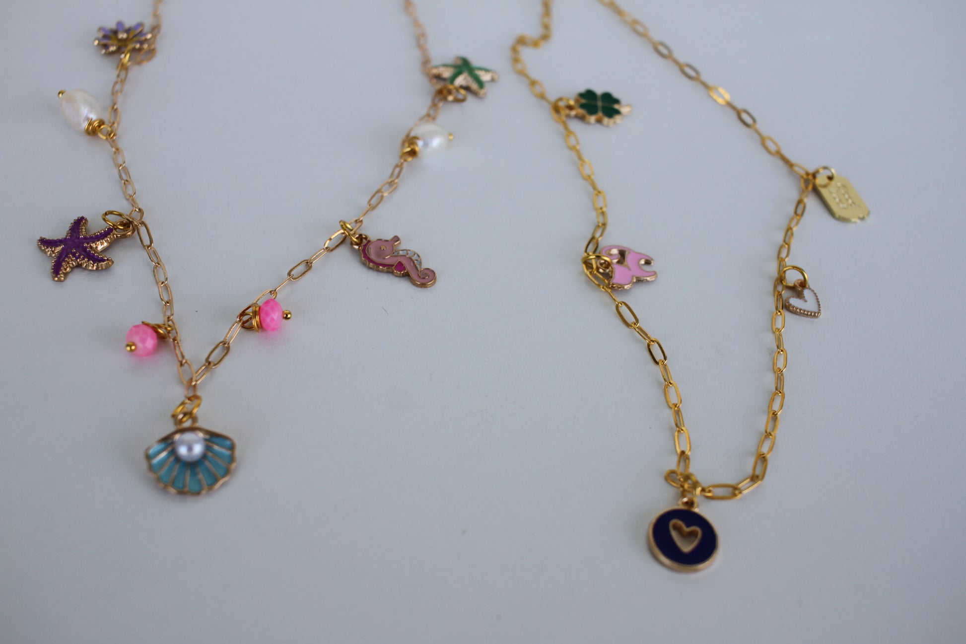 Gold Sea Charm Necklace – Starfish, Seashell & Seahorse Pendant Jewelry - Luna by Cinthia Garcia