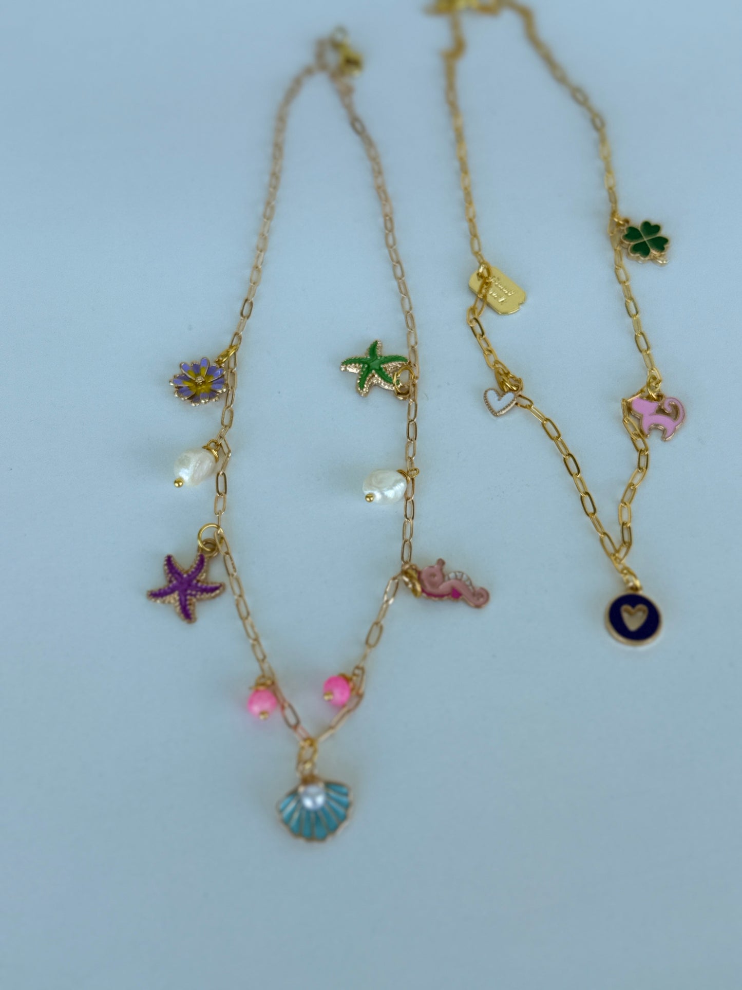 Gold Sea Charm Necklace – Starfish, Seashell & Seahorse Pendant Jewelry - Luna by Cinthia Garcia