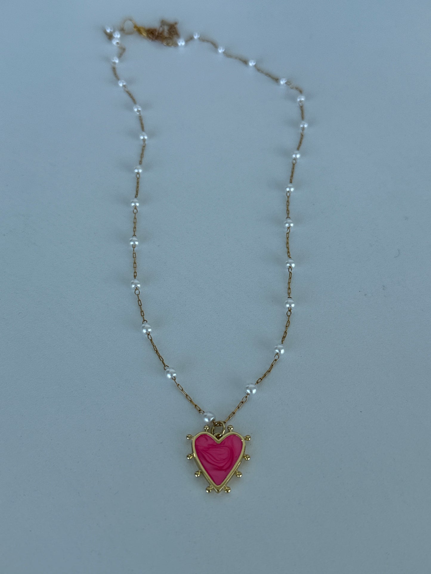 Anastasia Pearl Necklace with Pink Pendant - Luna by Cinthia Garcia