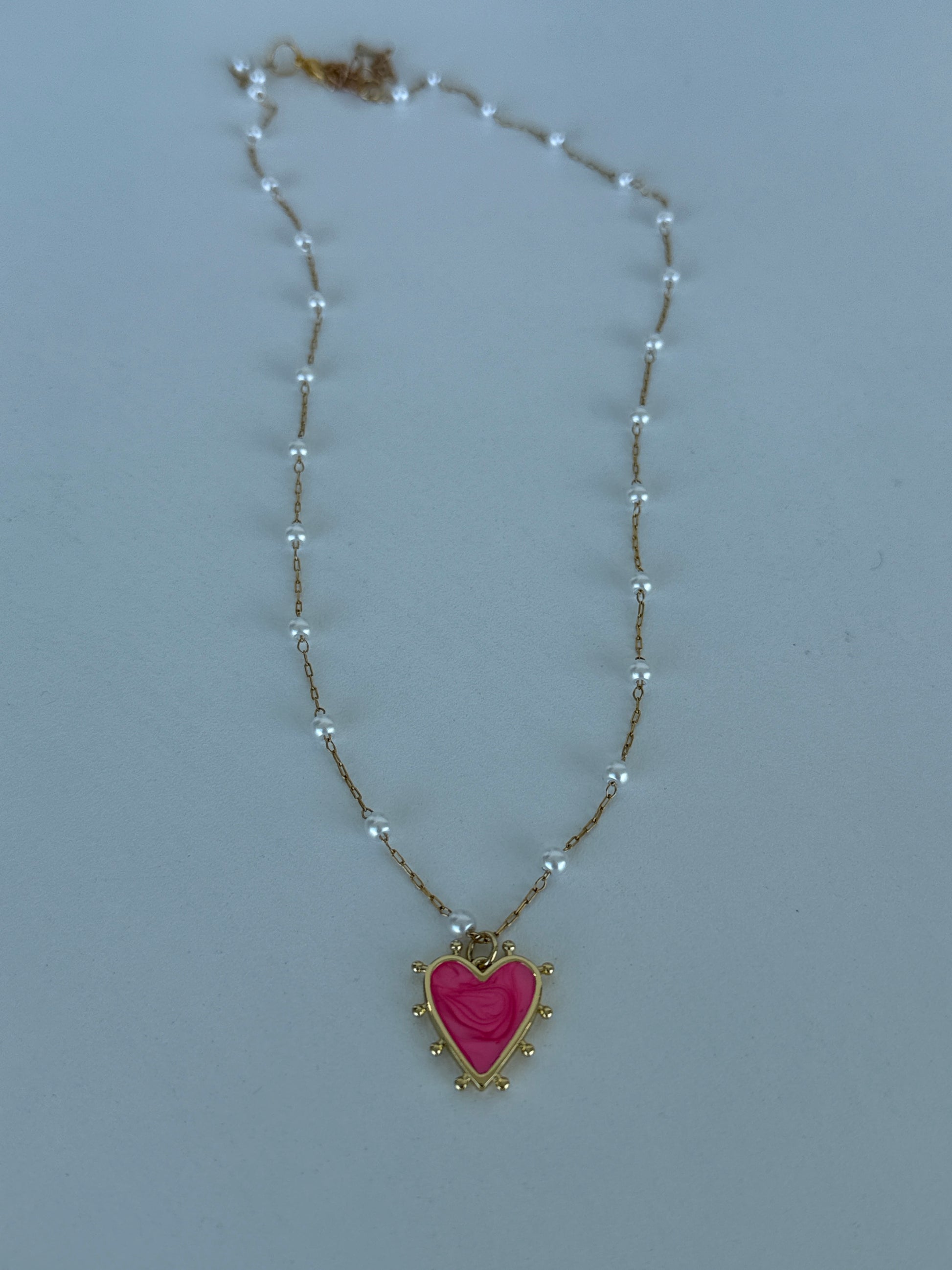 Anastasia Pearl Necklace with Pink Pendant - Luna by Cinthia Garcia