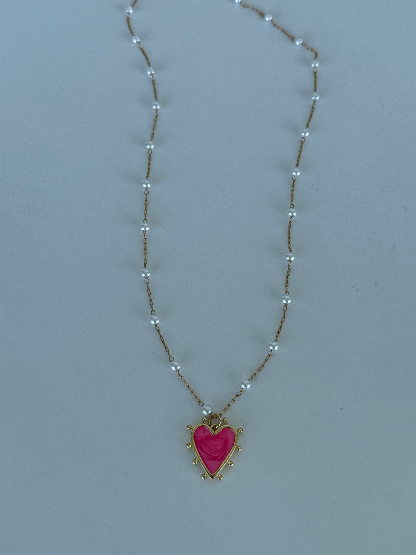 Romantic Layered Gold Necklace with Pearl Accents & Heart Charms - Luna by Cinthia Garcia