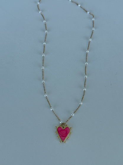 Romantic Layered Gold Necklace with Pearl Accents & Heart Charms - Luna by Cinthia Garcia