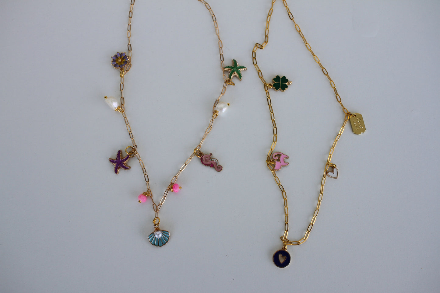 Gold Sea Charm Necklace – Starfish, Seashell & Seahorse Pendant Jewelry - Luna by Cinthia Garcia
