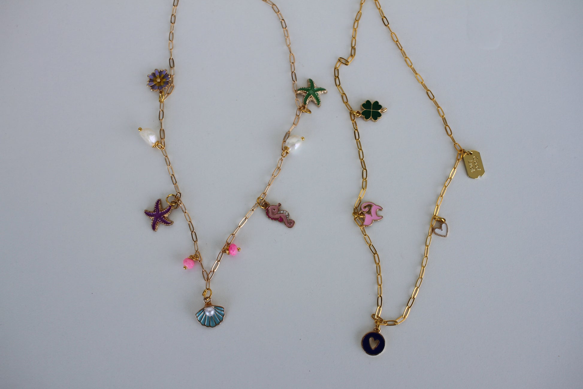 Gold Sea Charm Necklace – Starfish, Seashell & Seahorse Pendant Jewelry - Luna by Cinthia Garcia