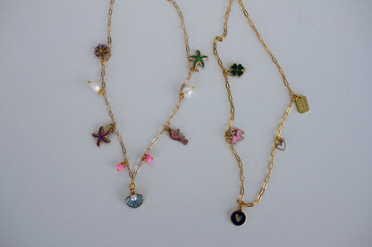 Gold Sea Charm Necklace – Starfish, Seashell & Seahorse Pendant Jewelry - Luna by Cinthia Garcia